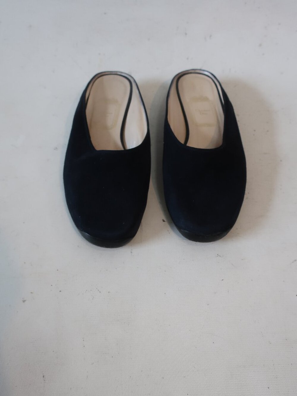 Womens Christian Dior Navy Blue Suede Flat Mules 36 EU/US 6